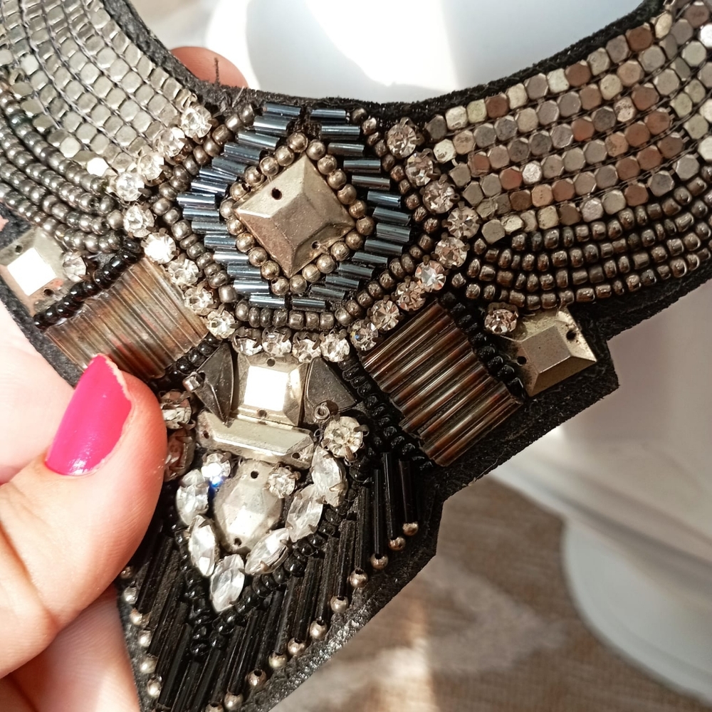 🎆 Black and Silver Statement Necklace - Picture 7 of 12